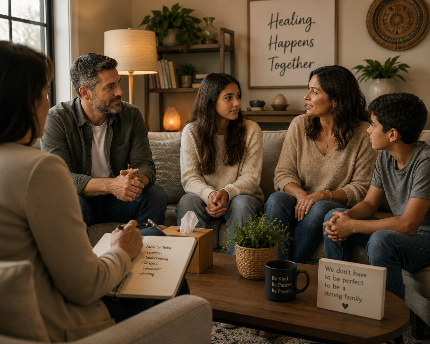 Family therapy in Fort Worth Texas at The Trinity supporting communication, parenting support, co-parenting, and family conflict healing.